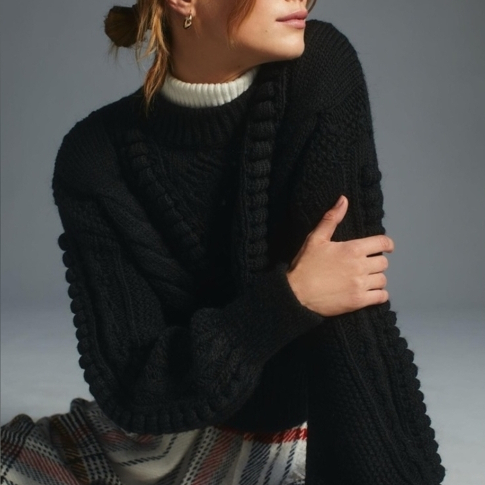Anthropologie Cropped Cable- Knit Sweater